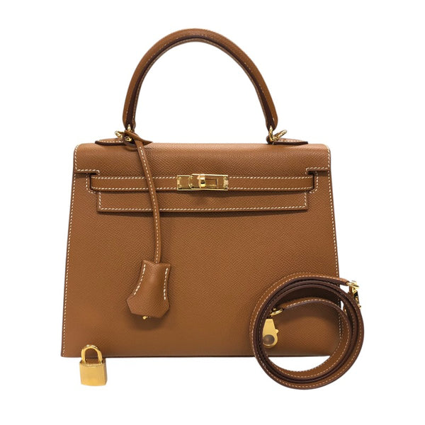 エルメス HERMES ケリー25 外縫い Ｗ刻 ゴールド ゴールド金具 エプソン レディース ハンドバッグ