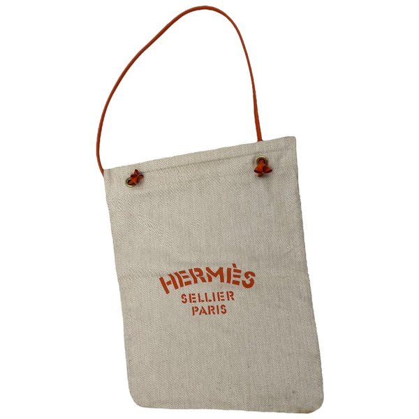 エルメス HERMES アリーヌMM エクリュ/オレンジ トワル・レザー レディース ショルダーバッグ