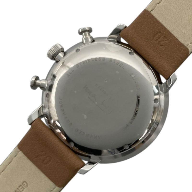 ユンハンス JUNGHANS マックスビル クロノスコープ 27/4501.01 ブラック SS/革ベルト メンズ 腕時計