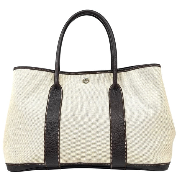 エルメス HERMES ガーデンパーティーPM □I刻 ベージュ×ブラウン シルバー金具 トワル/ブッフル ユニセックス トートバッグ