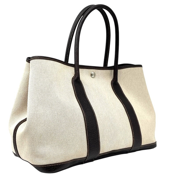 エルメス HERMES ガーデンパーティーPM □I刻 ベージュ×ブラウン シルバー金具 トワル/ブッフル ユニセックス トートバッグ