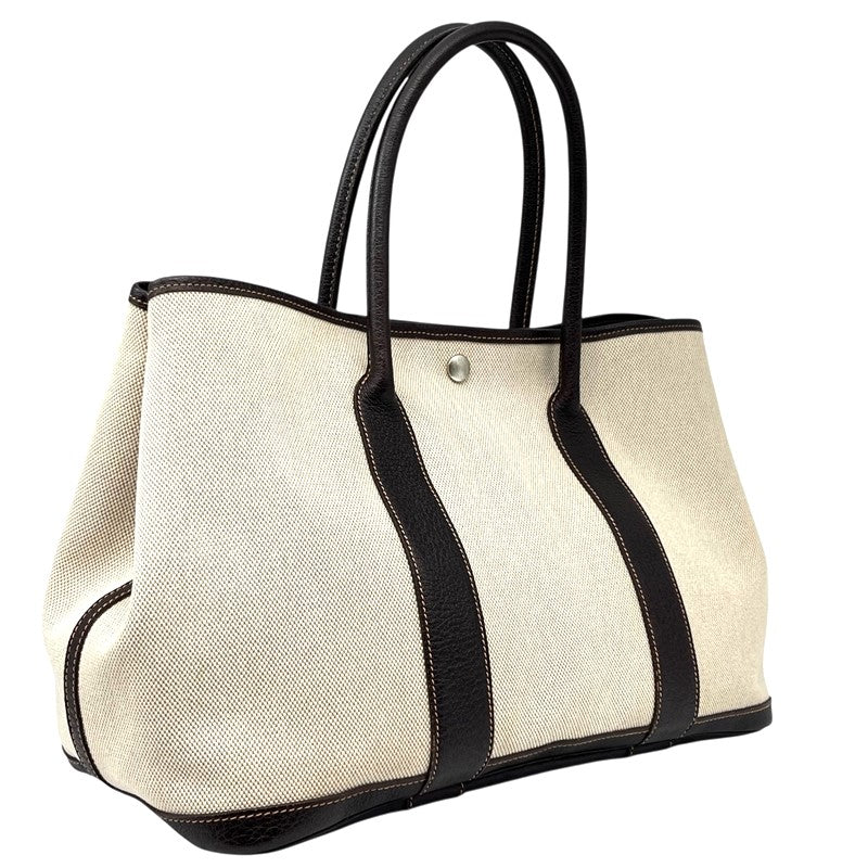 エルメス HERMES ガーデンパーティーPM □I刻 ベージュ×ブラウン シルバー金具 トワル/ブッフル ユニセックス トートバッグ