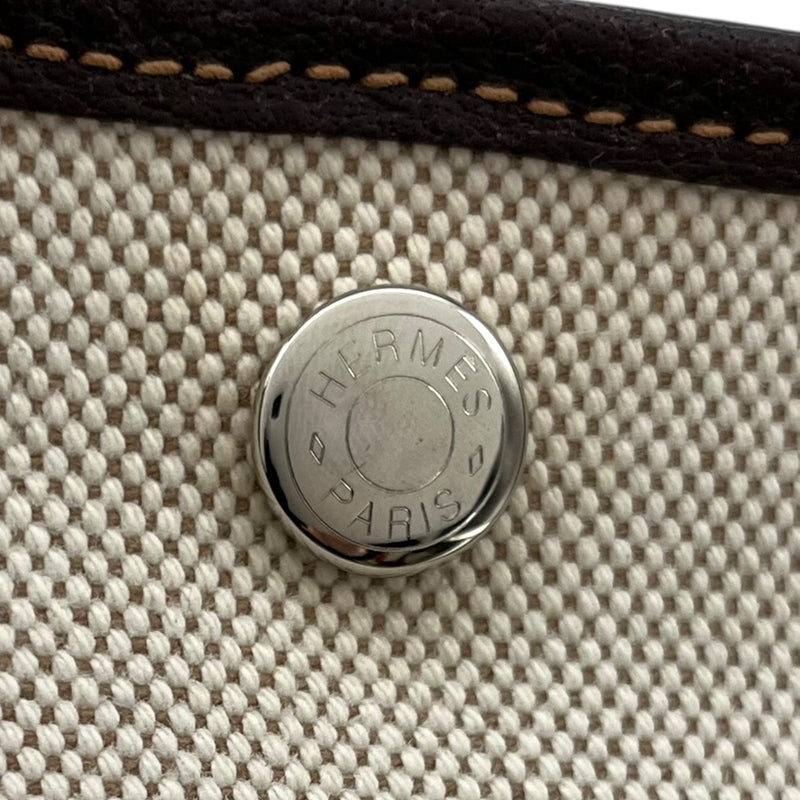 エルメス HERMES ガーデンパーティーPM □I刻 ベージュ×ブラウン シルバー金具 トワル/ブッフル ユニセックス トートバッグ