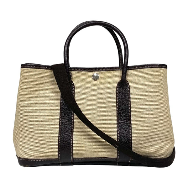 エルメス HERMES ガーデンパーティTPM □I刻印 ベージュ×ブラウン トワルアッシュ/ブッフル レディース トートバッグ