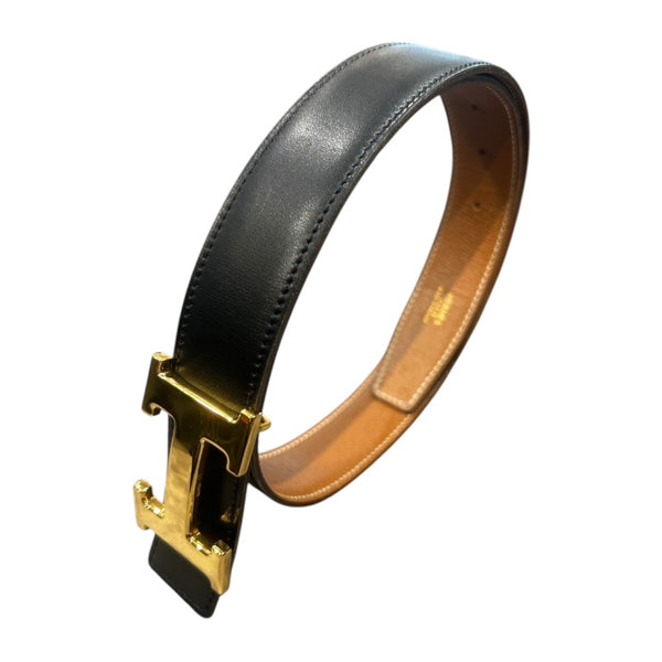 エルメス HERMES コンスタントベルト 70cm ブラック/ゴールド金具 ボックスカーフ・エプソン ユニセックス ベルト