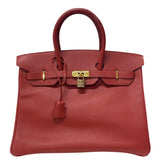 エルメス HERMES バーキン35 〇Z刻 ルージュヴィフ ゴールド金具 アルデンヌ レディース ハンドバッグ