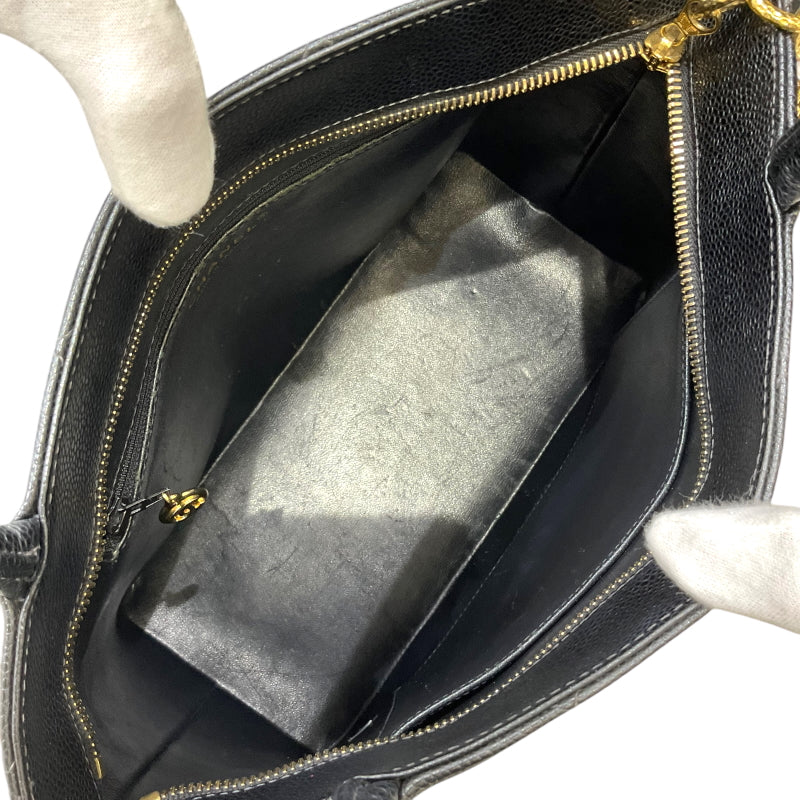 シャネル CHANEL 復刻トート A01804 8番台 ブラック ゴールド金具 キャビアスキン レディース トートバッグ