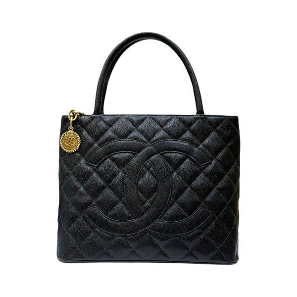 シャネル CHANEL 復刻トート A01804 8番台 ブラック ゴールド金具 キャビアスキン レディース トートバッグ