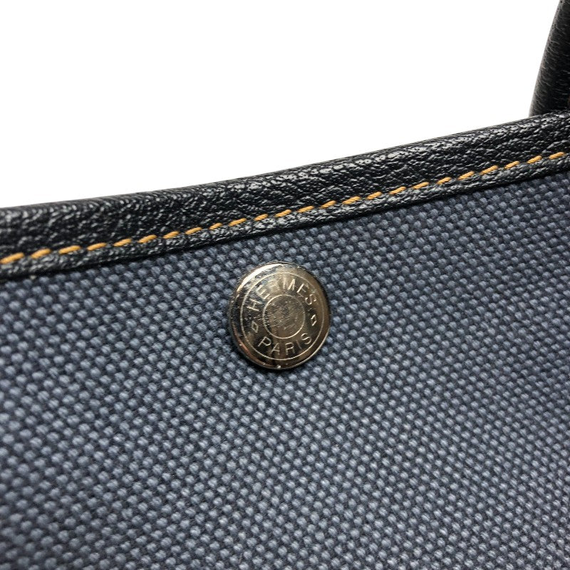 エルメス HERMES ガーデンパーティTPM □P刻 ネイビー×ブラック シルバー金具 トワル/ブッフル レディース トートバッグ