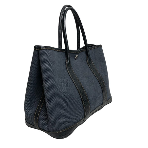 エルメス HERMES ガーデンパーティTPM □P刻 ネイビー×ブラック シルバー金具 トワル/ブッフル レディース トートバッグ