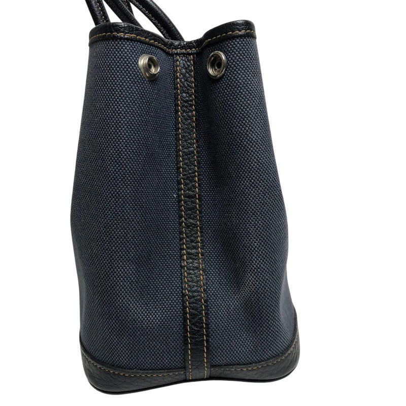 エルメス HERMES ガーデンパーティTPM □P刻 ネイビー×ブラック シルバー金具 トワル/ブッフル レディース トートバッグ