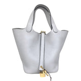 エルメス HERMES ピコタンロックPM Z刻 ブルーペール ゴールド金具 トリヨンクレマンス レディース ハンドバッグ