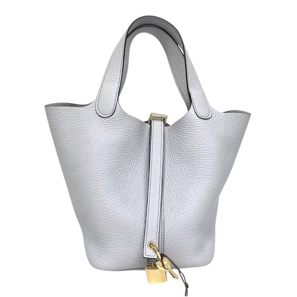 エルメス HERMES ピコタンロックPM Z刻 ブルーペール ゴールド金具 トリヨンクレマンス レディース ハンドバッグ
