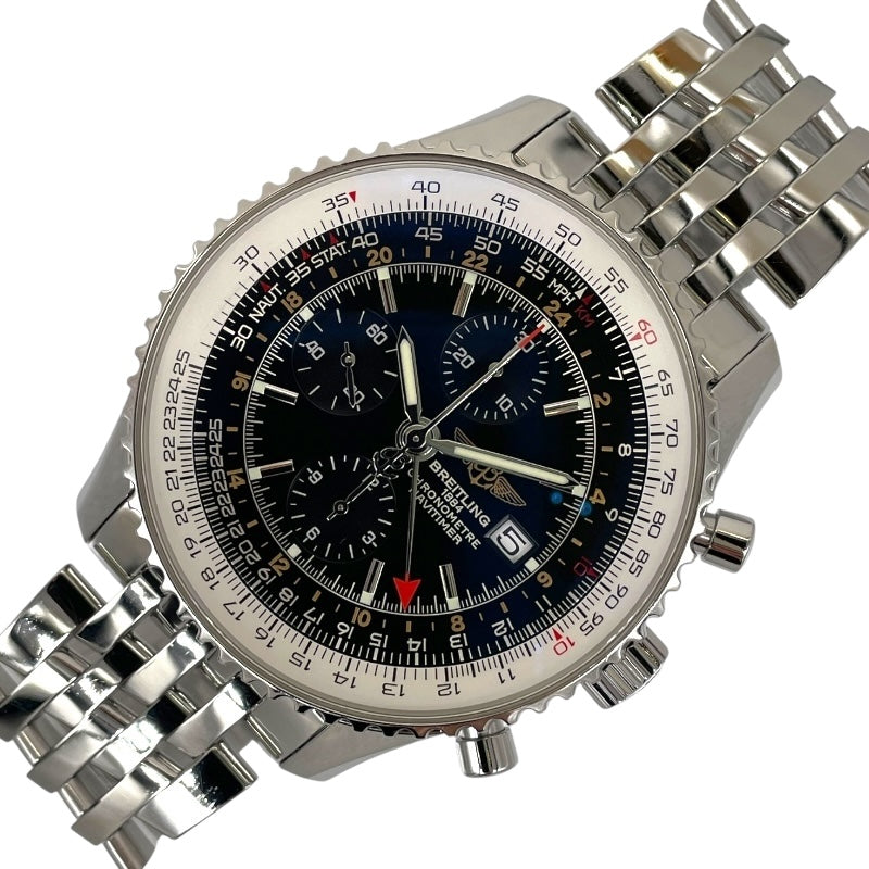 ブライトリング BREITLING ナビタイマー ワールド A24322 シルバー×ブラック SS メンズ 腕時計