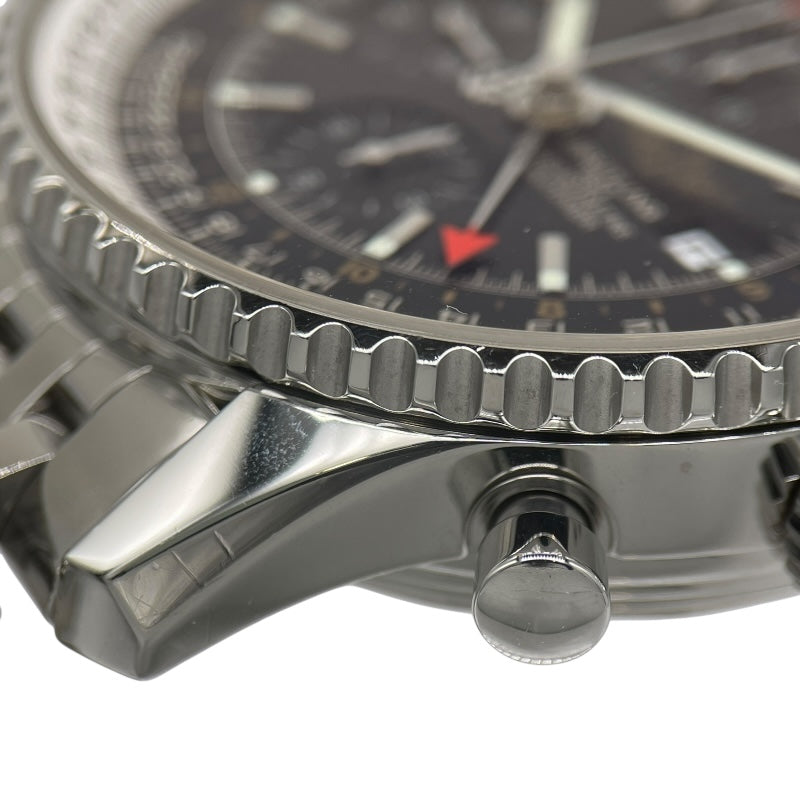 ブライトリング BREITLING ナビタイマー ワールド A24322 シルバー×ブラック SS メンズ 腕時計