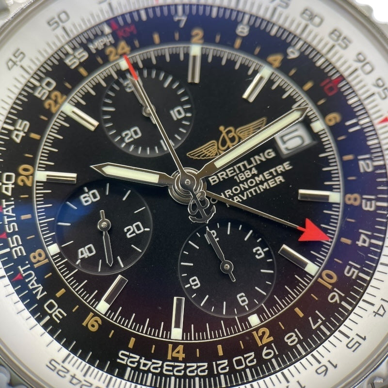 ブライトリング BREITLING ナビタイマー ワールド A24322 シルバー×ブラック SS メンズ 腕時計