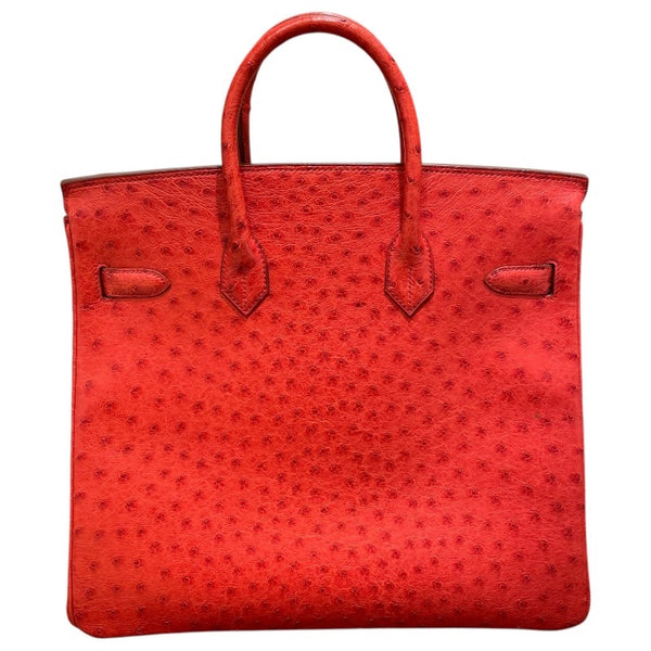 エルメス HERMES オータクロア32 〇W刻 ルージュヴィフ ゴールド金具 オーストリッチ レディース ハンドバッグ