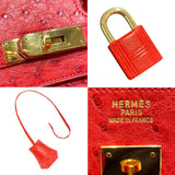 エルメス HERMES オータクロア32 〇W刻 ルージュヴィフ ゴールド金具 オーストリッチ レディース ハンドバッグ