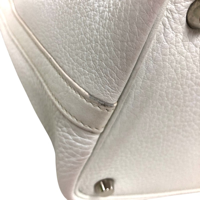 エルメス HERMES ピコタンPM □H刻  ホワイト シルバー金具 トリヨン レディース ハンドバッグ