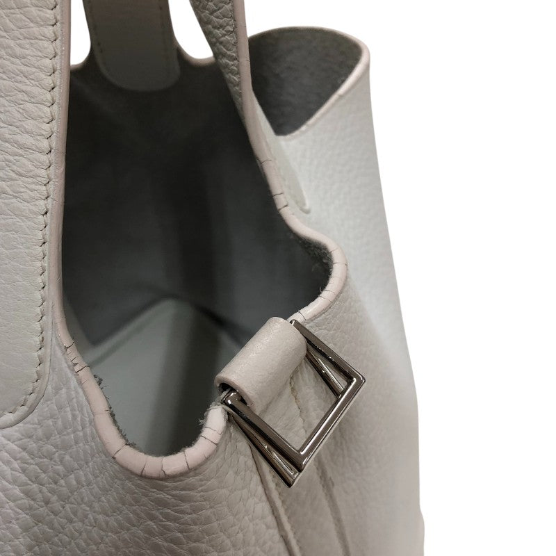 エルメス HERMES ピコタンPM □H刻  ホワイト シルバー金具 トリヨン レディース ハンドバッグ