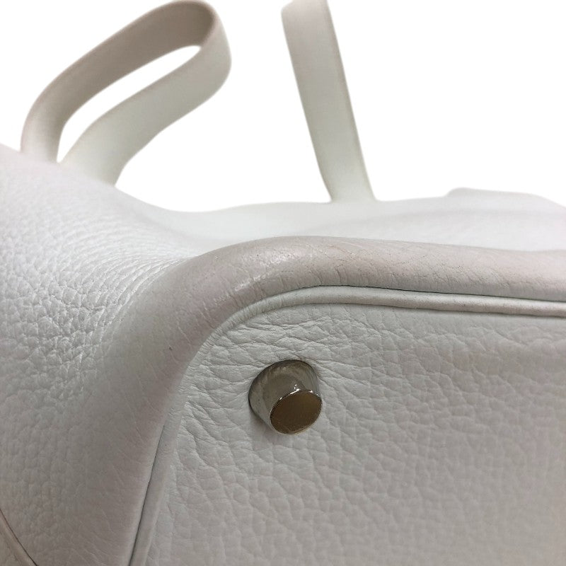 エルメス HERMES ピコタンPM □H刻  ホワイト シルバー金具 トリヨン レディース ハンドバッグ