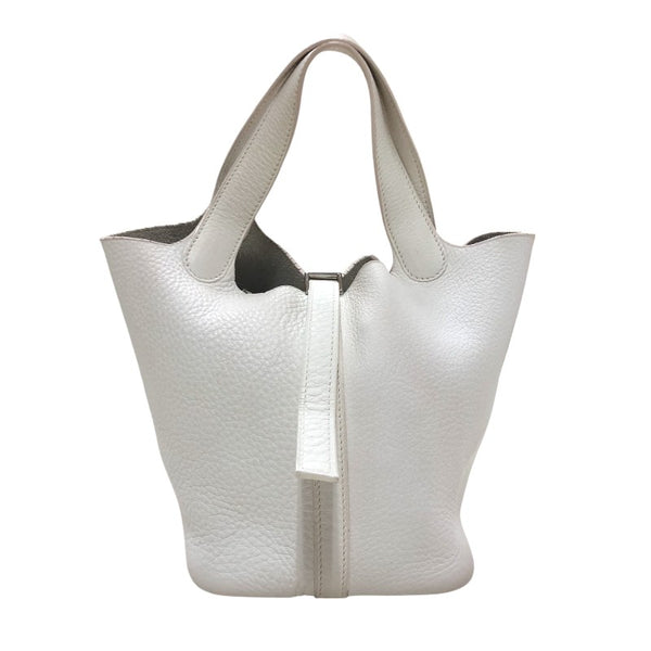 エルメス HERMES ピコタンPM □H刻  ホワイト シルバー金具 トリヨン レディース ハンドバッグ