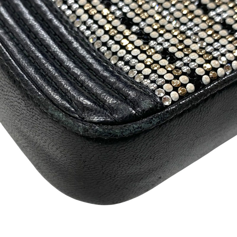 シャネル CHANEL ボーイシャネル チェーンウォレット A84069 23番台 ブラック シルバー金具 カーフ/ラインストーン レディース ショルダーバッグ