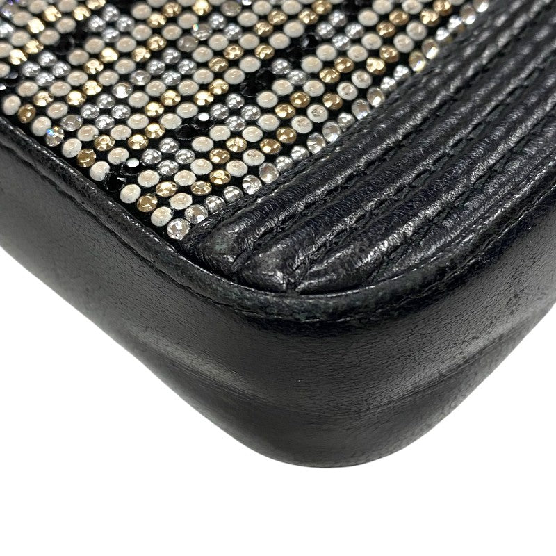 シャネル CHANEL ボーイシャネル チェーンウォレット A84069 23番台 ブラック シルバー金具 カーフ/ラインストーン レディース ショルダーバッグ