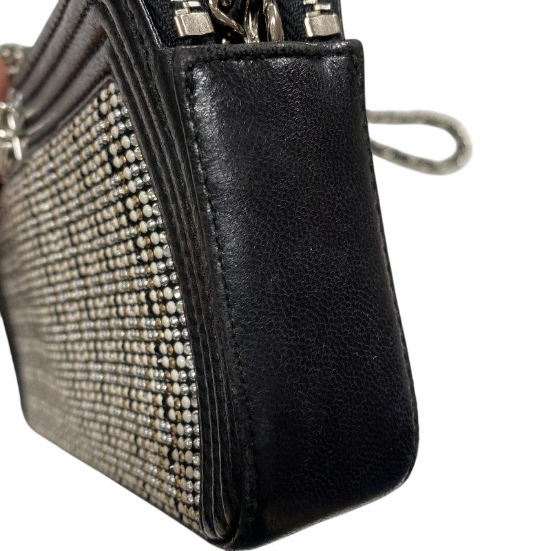 シャネル CHANEL ボーイシャネル チェーンウォレット A84069 23番台 ブラック シルバー金具 カーフ/ラインストーン レディース ショルダーバッグ
