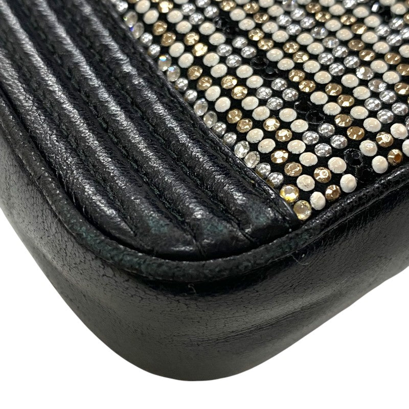 シャネル CHANEL ボーイシャネル チェーンウォレット A84069 23番台 ブラック シルバー金具 カーフ/ラインストーン レディース ショルダーバッグ