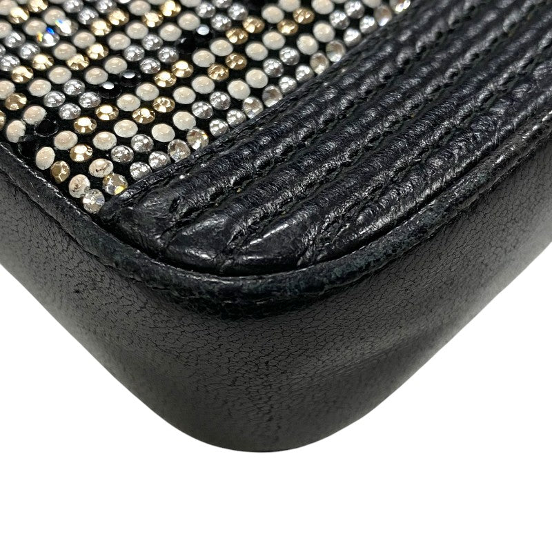 シャネル CHANEL ボーイシャネル チェーンウォレット A84069 23番台 ブラック シルバー金具 カーフ/ラインストーン レディース ショルダーバッグ
