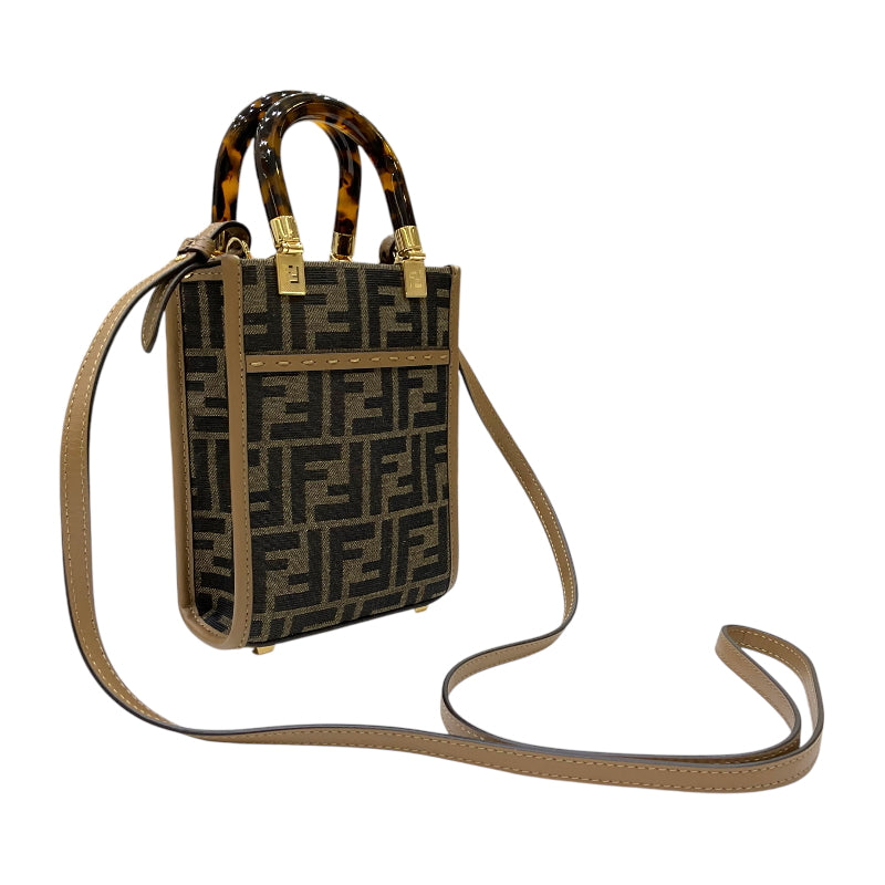 フェンディ FENDI ミニ サンシャインショッパー 8BS051 ブラウン ズッカキャンバス/レザー レディース ハンドバッグ