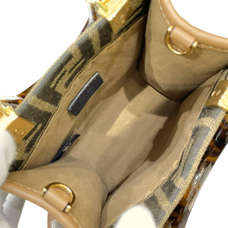 フェンディ FENDI ミニ サンシャインショッパー 8BS051 ブラウン ズッカキャンバス/レザー レディース ハンドバッグ
