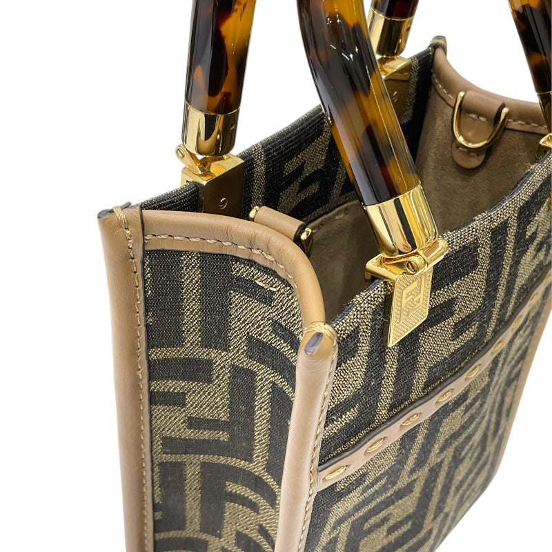 フェンディ FENDI ミニ サンシャインショッパー 8BS051 ブラウン ズッカキャンバス/レザー レディース ハンドバッグ