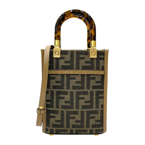 フェンディ FENDI ミニ サンシャインショッパー 8BS051 ブラウン ズッカキャンバス/レザー レディース ハンドバッグ