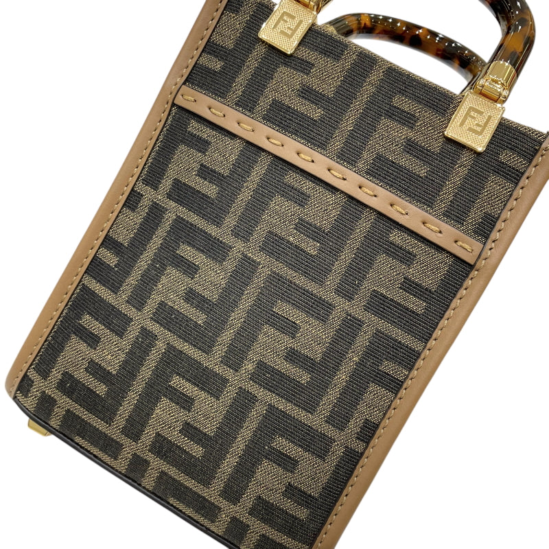 フェンディ FENDI ミニ サンシャインショッパー 8BS051 ブラウン ズッカキャンバス/レザー レディース ハンドバッグ