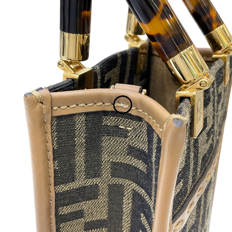 フェンディ FENDI ミニ サンシャインショッパー 8BS051 ブラウン ズッカキャンバス/レザー レディース ハンドバッグ