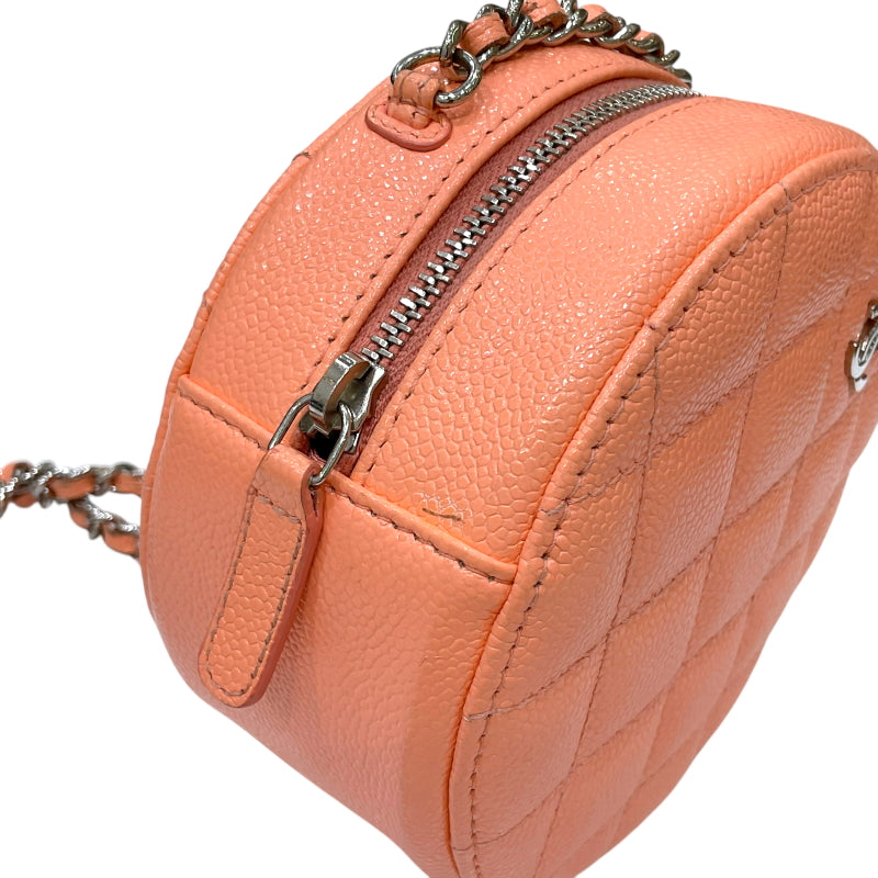 シャネル CHANEL マトラッセ チェーンショルダーバッグ AP0245 30番台 サーモンピンク シルバー金具 キャビアスキン レディース ショルダーバッグ
