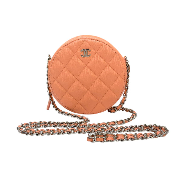 シャネル CHANEL マトラッセ チェーンショルダーバッグ AP0245 30番台 サーモンピンク シルバー金具 キャビアスキン レディース ショルダーバッグ