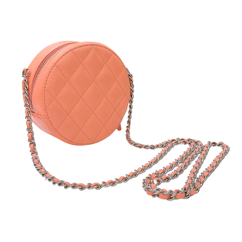 シャネル CHANEL マトラッセ チェーンショルダーバッグ AP0245 30番台 サーモンピンク シルバー金具 キャビアスキン レディース ショルダーバッグ