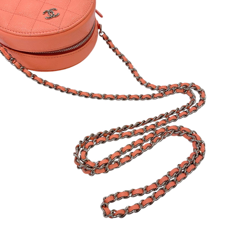 シャネル CHANEL マトラッセ チェーンショルダーバッグ AP0245 30番台 サーモンピンク シルバー金具 キャビアスキン レディース ショルダーバッグ