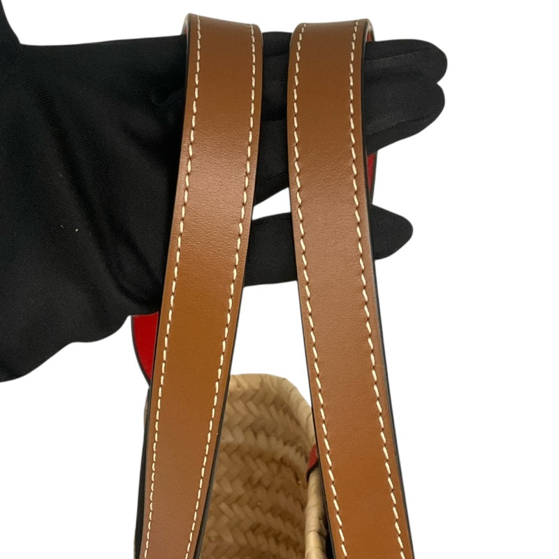クリスチャン・ルブタン Christian louboutin ルビショア　スモール ブラウン ラフィア・レザー レディース トートバッグ