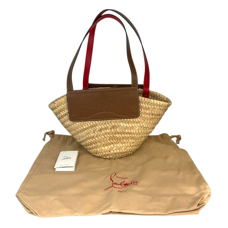 クリスチャン・ルブタン Christian louboutin ルビショア　スモール ブラウン ラフィア・レザー レディース トートバッグ