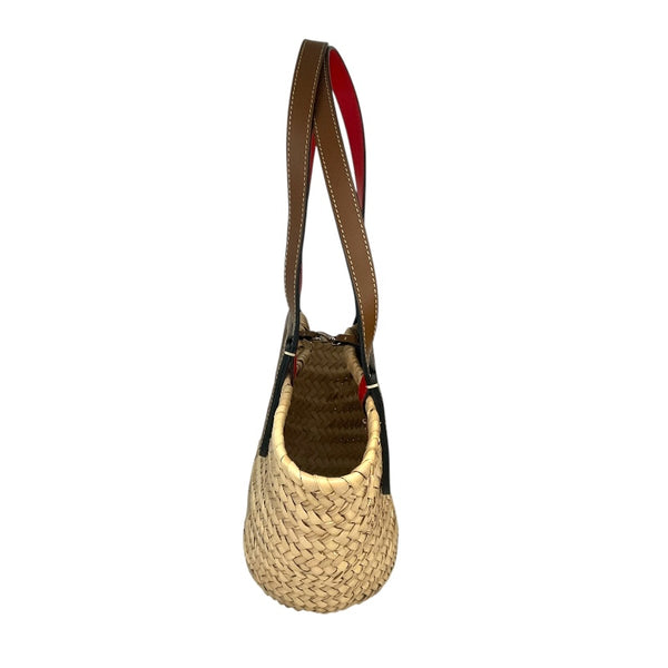 クリスチャン・ルブタン Christian louboutin ルビショア　スモール ブラウン ラフィア・レザー レディース トートバッグ