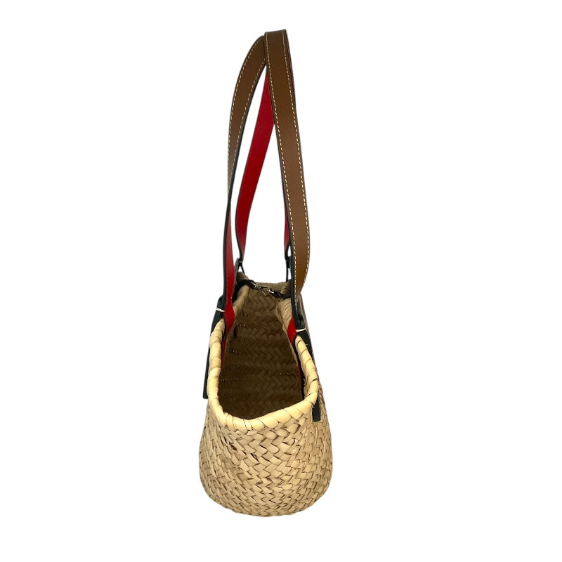 クリスチャン・ルブタン Christian louboutin ルビショア　スモール ブラウン ラフィア・レザー レディース トートバッグ