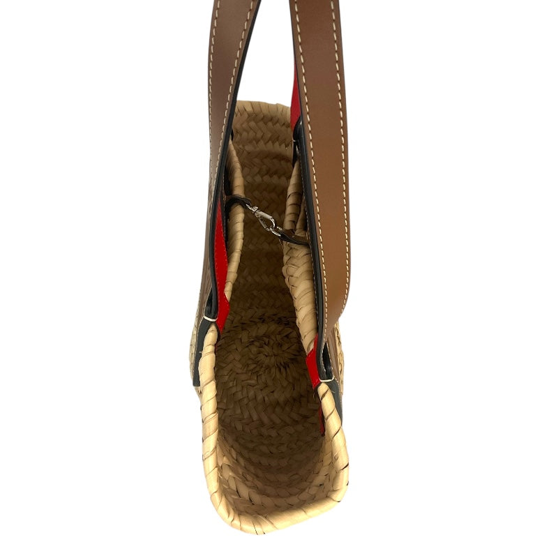 クリスチャン・ルブタン Christian louboutin ルビショア　スモール ブラウン ラフィア・レザー レディース トートバッグ