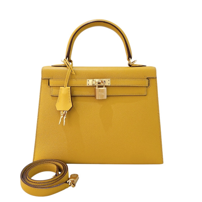 エルメス HERMES ケリー25 外縫い C刻 ジョーヌアンプル/GD金具 エプソン レディース ハンドバッグ