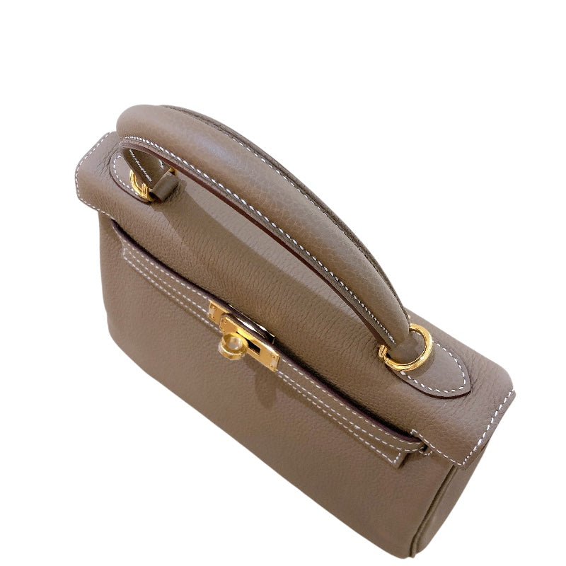エルメス HERMES ケリー25　内縫い B刻 エトゥープ/GD金具 トゴ レディース ショルダーバッグ