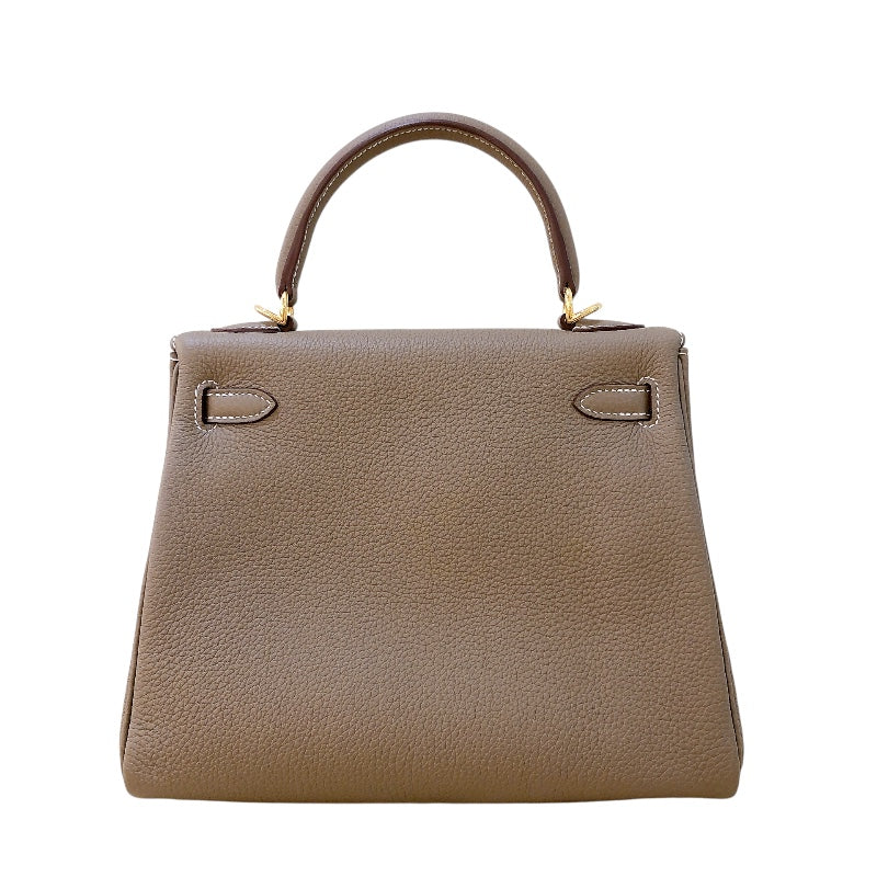 エルメス HERMES ケリー25　内縫い B刻 エトゥープ/GD金具 トゴ レディース ショルダーバッグ