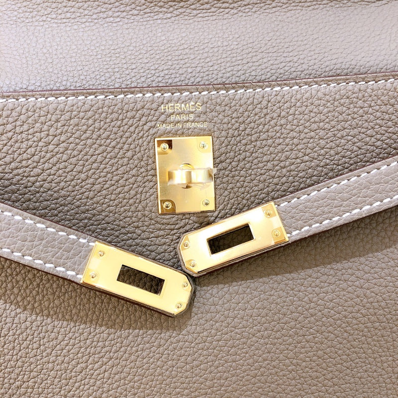 エルメス HERMES ケリー25　内縫い B刻 エトゥープ/GD金具 トゴ レディース ショルダーバッグ
